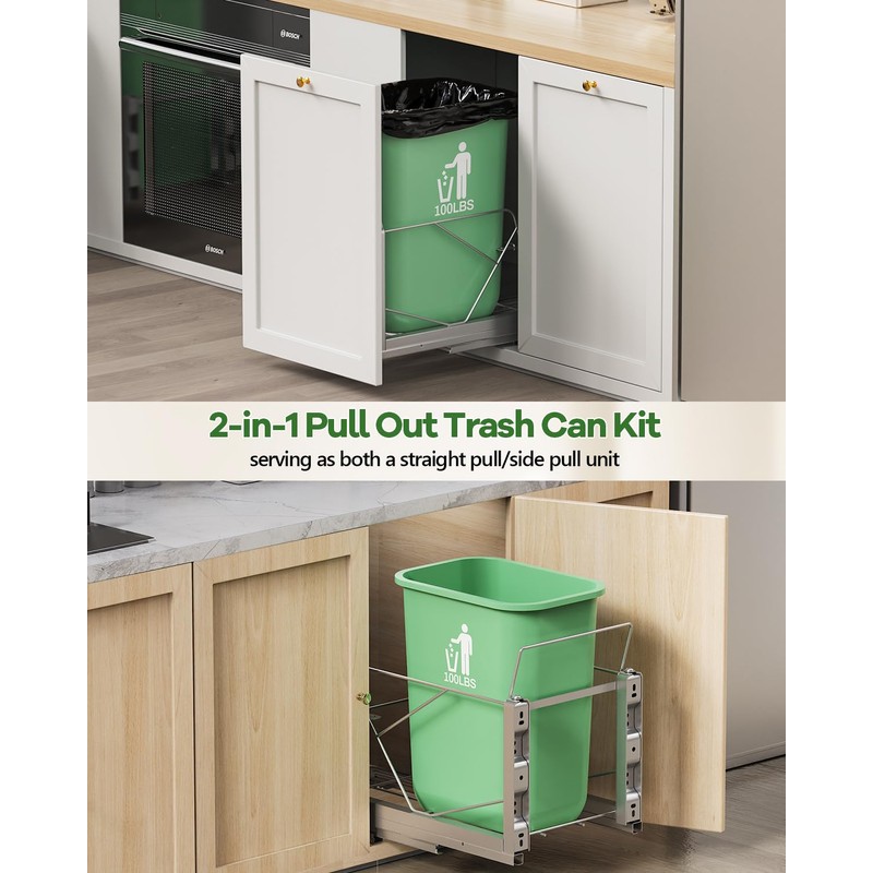 LIONONLY Pull Out Trash Can Under Cabinet, Door Mount &