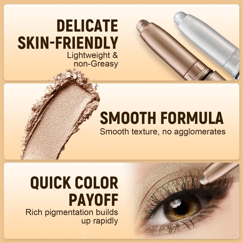 flintronic Eyeshadow Stick Matte Shimmer Eyeshadow Pack of 6