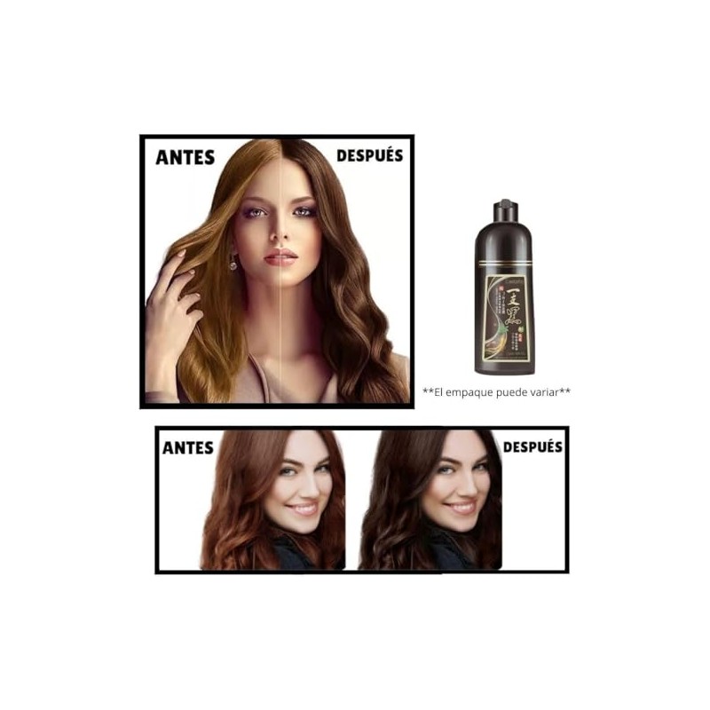Castaño - Shampoo Tinte Instantáneo Para Cabello, Castaño, Con Extracto