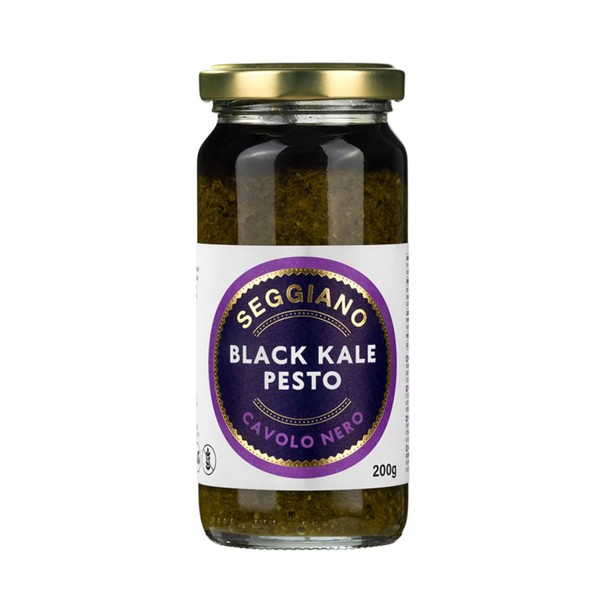 Seggiano Black Kale Pesto 200g - Vegan, GMO Free, Gluten Free, Wheat Free, Raw, Vegetarian & Suitable for Coeliacs - Product of Sicily - Excellent with Pasta