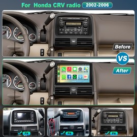 4G+64G Car Radio for Honda CRV 2002 2003 2004 2005 2006, Support Wireless Carplay&Android Auto, Bluetooth/Voice Control/GPS/WiFi/Back-up Camera/SWC/FM, 9 Inch IPS Touch Screen for Honda CRV