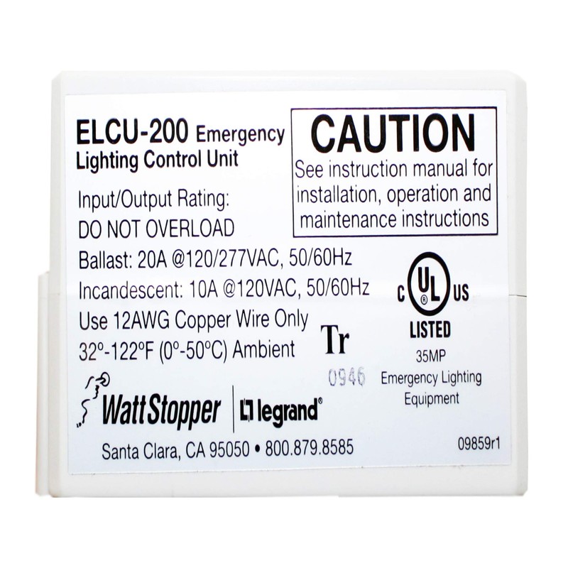 Wattstopper Elcu-200 Emergency Lighting Cnotrol Unit Power Pack -White