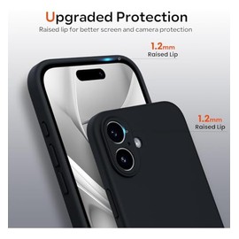 FundaCase para iPhone Silicón Flexible Interior AfelpadoMinimalista (Negro, iPhone 15)                                                                