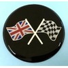 UNION JACK/CHEQUERED FLAG Domed Sticker/Decal - 42mm