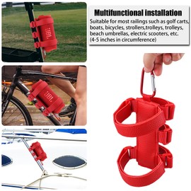 co2CREA Portable Speaker Mount for Most Bluetooth Wireless Speakers, Outdoor Speaker Adjustable Strap Attachment Accessory Holder Bar Rail for Golf Cart Railing Bike Boat