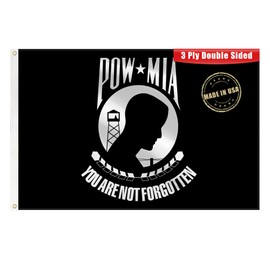 3ply Pow Mia Flag 3x5 Ft Double Layers Heavy Duty Durable Large Flag Banner Outdoor Indoor Decorations with 2 Brass Grommets
