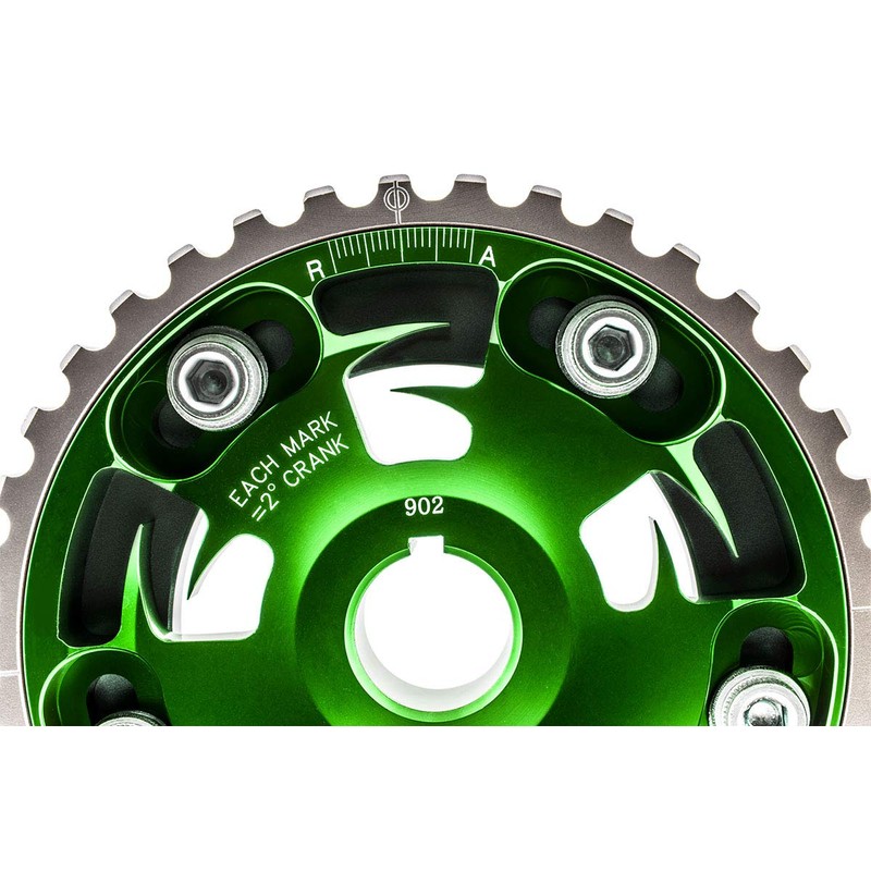 VMS RACING Adjustable Fang CAM GEAR in GREEN Anodized Machined