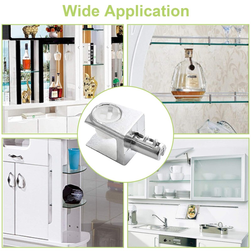 UFURMATE Glass Shelf Bracket Pegs, 20Pcs Adjustable Frameless Glass Shelf