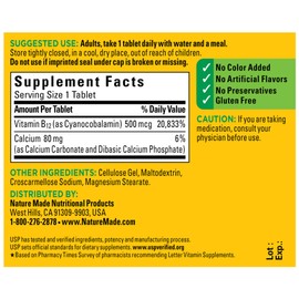Vitamin B12 500 mcg Tablets, 200 Count for Metabolic Health