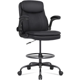 Misolant Drafting Chair, Tall Office Chair for Standing Desk, High Leather Executive Office Chair with Adjustable Height and Flip-up Armrest for Counter Height Desk