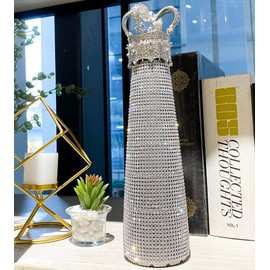 Ruinapleco Diamond Water Bottle Bling Rhinestone Stainless Steel Thermal Cup 17oz Queen Crown Vintage Insulated Water Bottle Gifts for Women (500ML), Silver