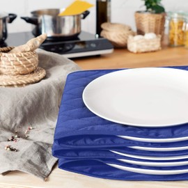 Navaris XXL Electric Plate Warmer - 34 x 30 x 3 cm - for up to 10 Plates with 32 cm Diameter - 200 Watt - Gastro Plate Warmer in Blue