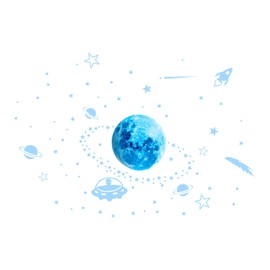 1 Set of Unisex Wall Stickers, Glowing Wall Stickers, Planet Solar System Glow-in-The-Dark Stickers, Kids Bedroom Glow Star Wall Stickers