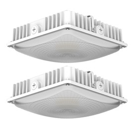 Deojoy 2 Pack LED Canopy Light Fixture,HID/HPS Replacement, 9.5" x 9.5", LED Shop Light, 5700K, AC100-277V, IP65 Waterproof,Canopy Light Outdoor for Gas Station,Warehouse (75W-2P)