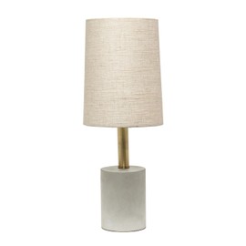 Maykoosh Eclectic Elegance Brass Concrete Table Lamp with Linen Shade, Modern Industrial Style Lamp for Nightstands Or Desks, Perfect Size for Any Room, Effortlessly Chic