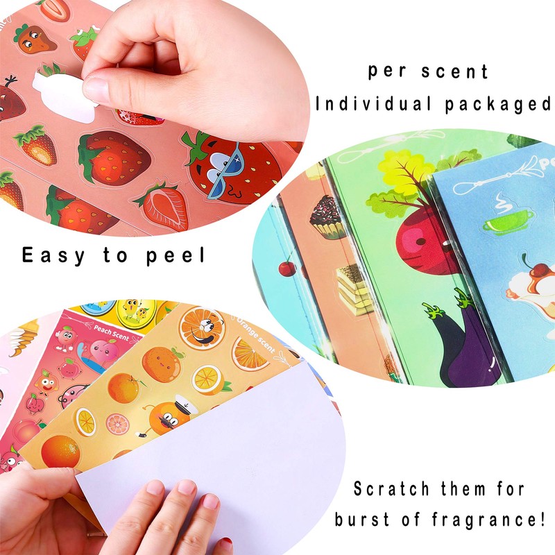 ステッカー 子供シール 食べ物匂いステッカー 48枚 12種類の香り