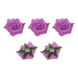 MECCANIXITY 5 Pcs Rose Flower Hair Clips 4 Inch Flower Hair Pins Flower Brooch for Women Hair Accessories Light Purple