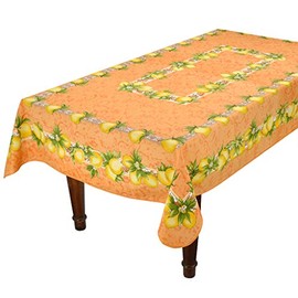 Citrus Orange French Provencal Tablecloth - 59x92 Rectangular - Stain Resistant
