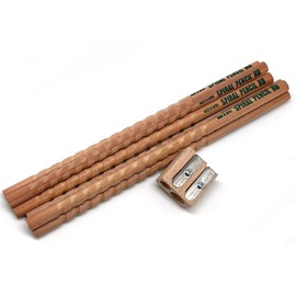 Spiral HB Writing Set - Graphite Pencils and Hand Held Pencil Sharpener (Set of 6 Spiral Pencils)