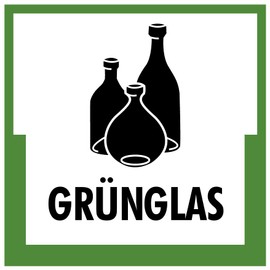 Sticker "Grünglas" Waste Disposal Recycling Sign Film Green 5-40 cm Made in Germany, Size: 10 x 10 cm