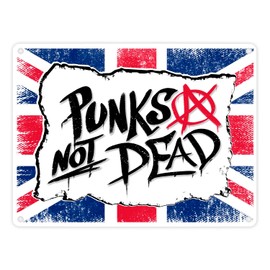 Punks not Dead Union Jack Metal Sign in 15 x 20 cm in Graffiti Look with Anarchy Sign for Real Punkers and Rebels British Rock Music Alternative UK