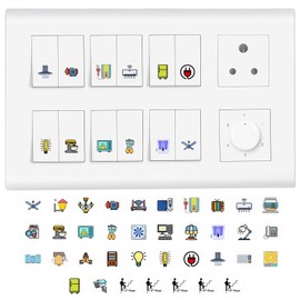 Gimly Switch Board Stickers - 320 pcs Self Adhesive, Stylish Electric Switch Board Covers, Vinyl Stickers for Switches, Light Fan Stickers, Wall Switch Board Stickers (1.5 CM)