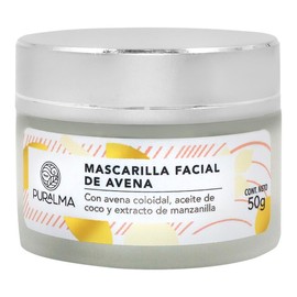 Mascarilla facial de avena coloidal para piel grasa, daada o sensible. Con arcilla facial y gel hidratante facial natural, 50grs.