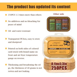 250PCS Air Fryer Liners,Air Fryer Accessories for Ninja Foodi Dual Air Fryer DZ201/DZ401 (250PCS Rectangle 8.1 x 5.3 inch)