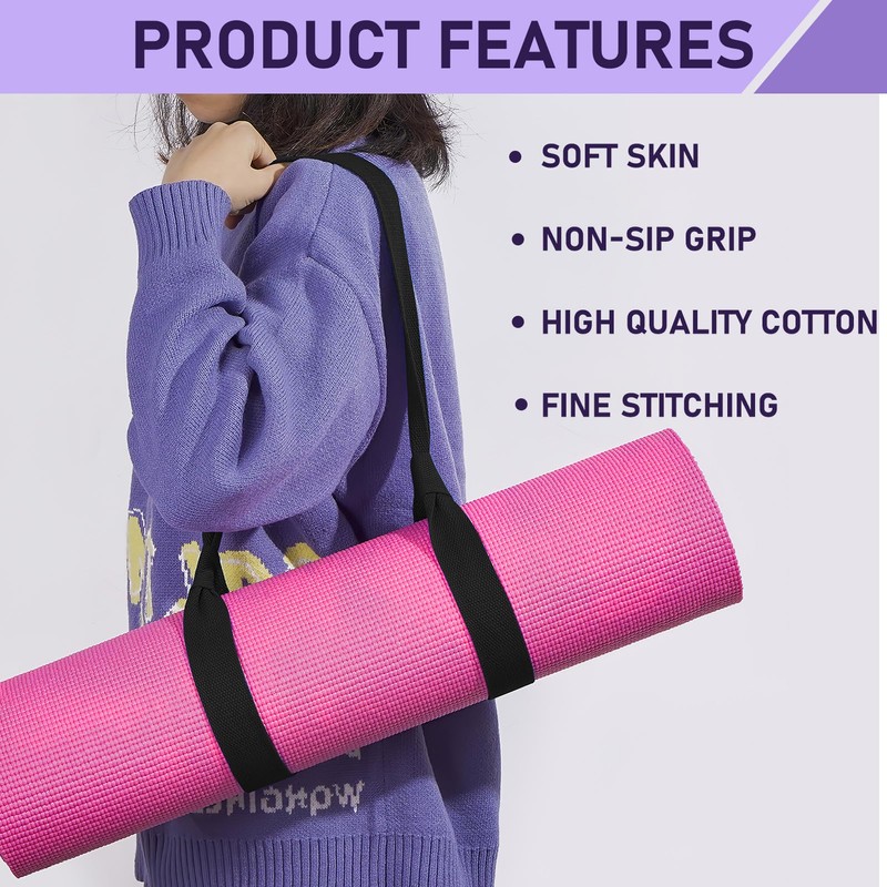 Adjustable Cotton Yoga Mat Carry Strap, Suitable for All Mat