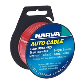 Narva 15A Auto Cable, 4 mm Diameter, Red