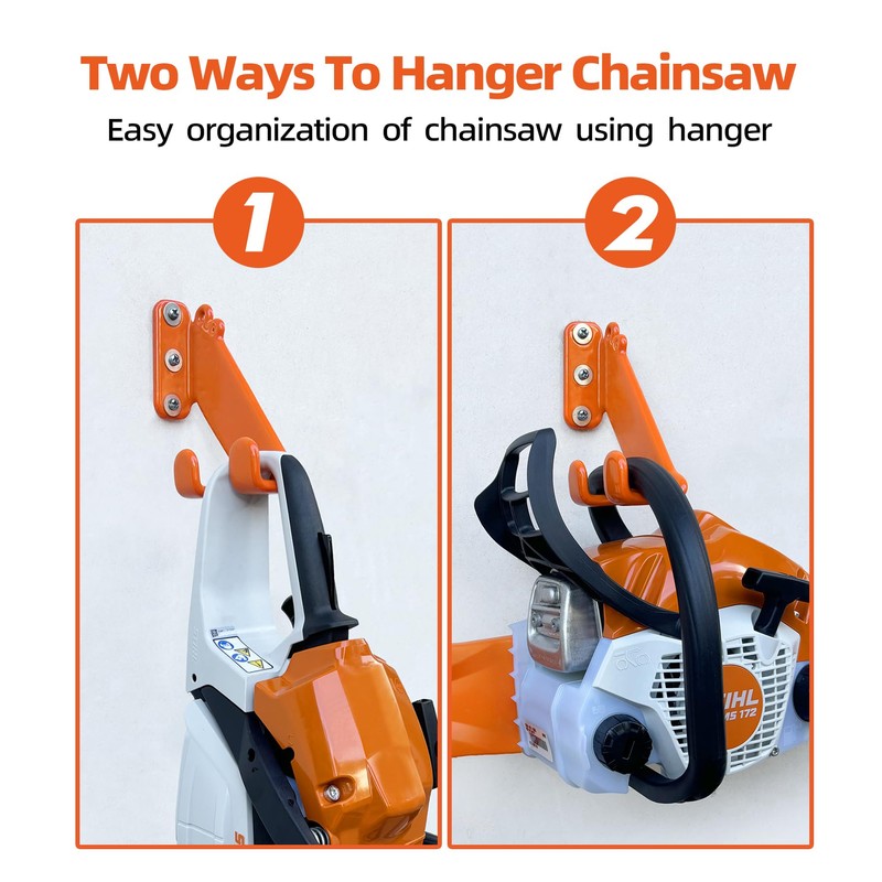 OSROENE Chainsaw Hanger, 2 Pack Chainsaw Wall Mount, Heavy Duty