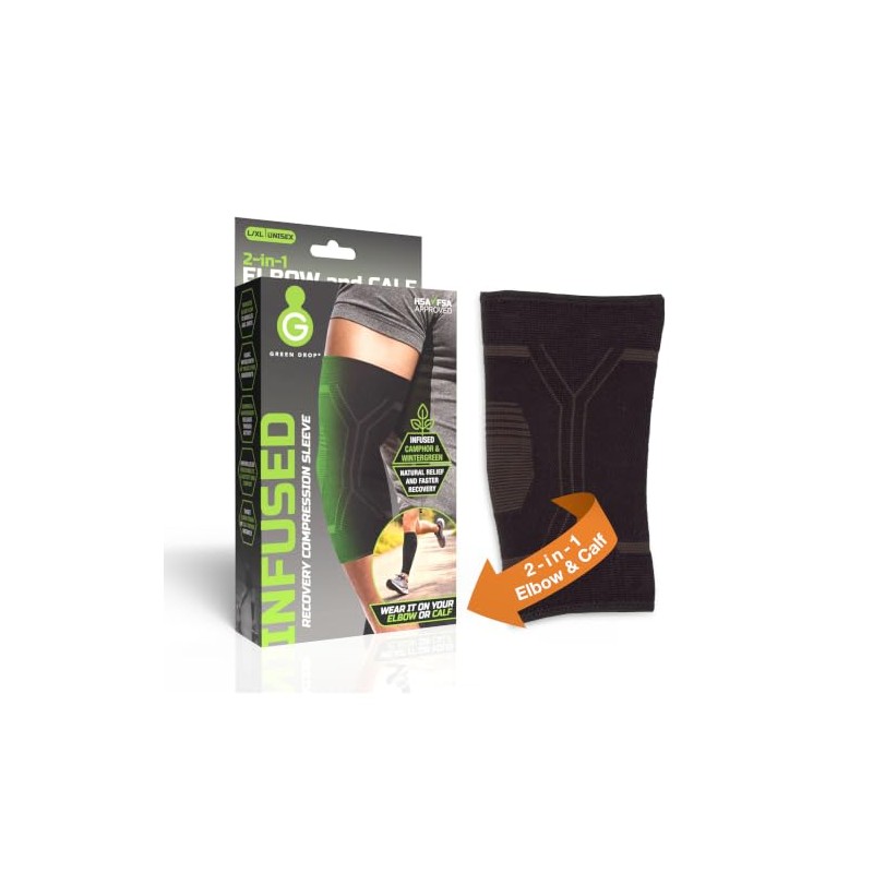 Green Drop Herb-Infused Compression Sleeve for Elbow & Calf Support
