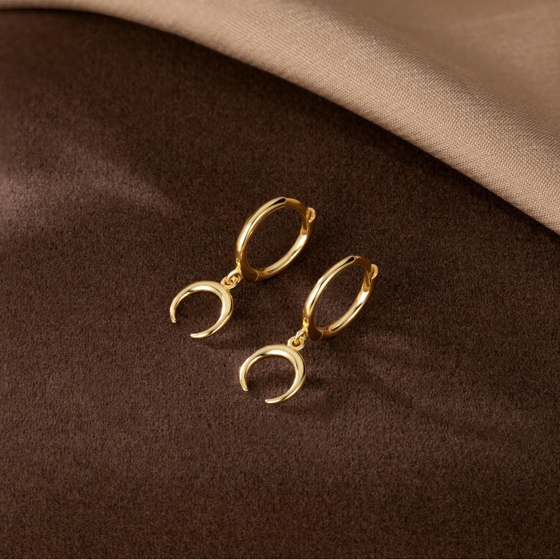 SLUYNZ Solid 925 Sterling Silver Moon Earrings Hoop for Women