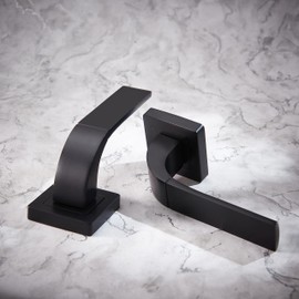 Yale Door handles Bologna black matt functional rosettes including cylinder hole square 7 mm inner and outer door YPP7-B-PE, matte black, Trou de cylindre-Porte d'entrée, de Service