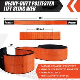 2 Pack 2"x10FT Super Sturdy Lift Sling Strap, 18800 Pound Capacity Heavy Duty Eye-Eye Nylon for Hoist, 2-Ply Twist Polyester Rigging, Tree Saver Recovery Web Sling Winch