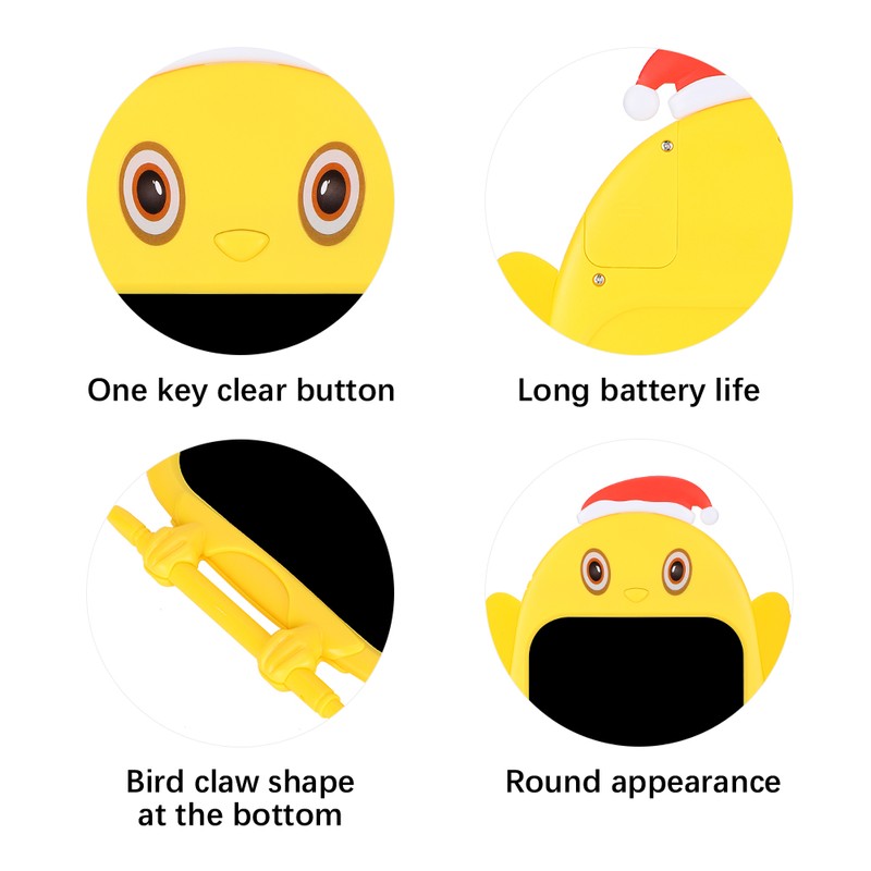 LCD Writing Tablet Christmas Hat Cartoon Owl Shape Children Yellow
