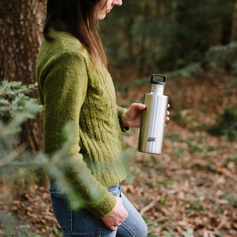 Esbit Sculptor Drinking Bottle Stainless Steel with Practical Loop Closure
