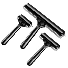3 Pack Rubber Brayer Rollers for Crafting, Hard Rubber Rollers for Printmaking, Printing, Gluing and Stamping Tools (Original Version, Black) (2.4", 4", 7.9")