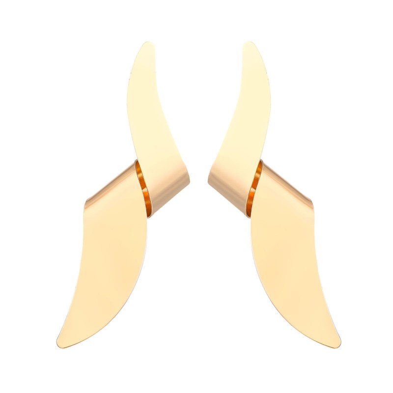 Chunky Geometric Twisted Statement Earrings for Women, Exaggerated 14K Gold