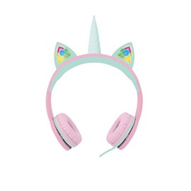 Gabba Goods Pastel Unicorn LED Light Up Headphones for Kids SafeSounds Kids Headphones with Volume Limiter, Foldable,
