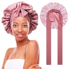 ZeYou Silk Bonnet for Sleeping for Women, Double Sided Silk Hood for Sleeping, Silk Bonnet Sleep Cap for Night, for Women and Girls, All Hair Types (Pink), pink