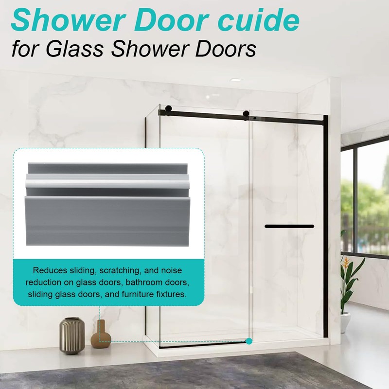 Gray Sliding Shower Door Bottom Guide - 1-3/8" Wide x