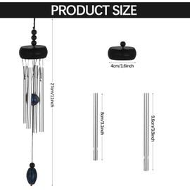 Andy's Orchids Mini Wood Wind Chimes for Outdoors, 10.6inch Windchimes with 4 Metal Tubes, Wood & Metal Hanging Decorations for Garden and Patio (Black)