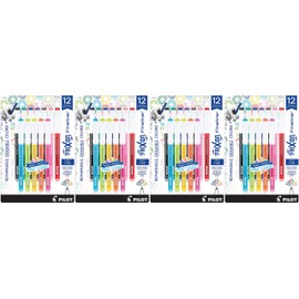 PILOT FriXion Fineliner Erasable Marker Pens, Fine Point, Assorted Color Inks, 12-Pack (11452) 4 Pack