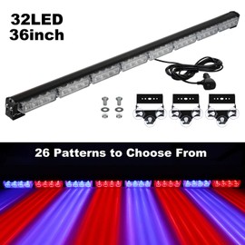 ASPL 36" 32LED Traffic Advisor Light Bar Warning Emergency Strobe Light Bar Directional Flashing Emergency Caution Lighting Led Safety Lights with 16 ft Straight Cord (Red/Blue)