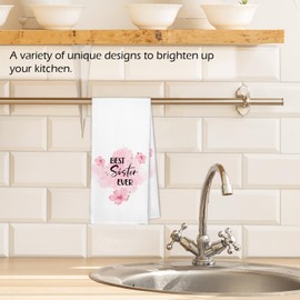 XBBMGG Sister Gifts Kitchen Towels, Sister Gifts from Sisters Dish Hand Tea Towels, Mothers Day Birthday Sisters Gift, Best Sister Ever Gifts for Women Decorative Towel for Bathroom Kitchen, 16x24
