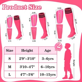 Soccer Shin Guards Soccer Shin Pads Set with Shin Sleeves and Long Soccer Socks Optimized Insert Pocket Protective Soccer Lightweight Soccer Equipment for Boys Girls Men Soccer Game (Hot Pink)