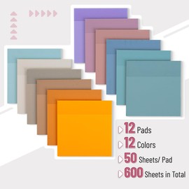 Mr. Pen- Transparent Sticky Notes, 3”x3”, 12 Pads, 600 Sheets, Happy Harmony, See Through Sticky Notes Bulk