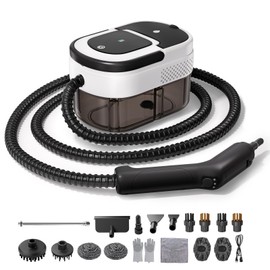 Steam Cleaner for Home & Car-Portable Handheld Steamer for Cleaning 3-Level Adjustable，Black and white