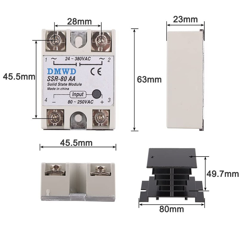 SSR-80AA Solid State Relay AC to AC (Input 80-250V AC
